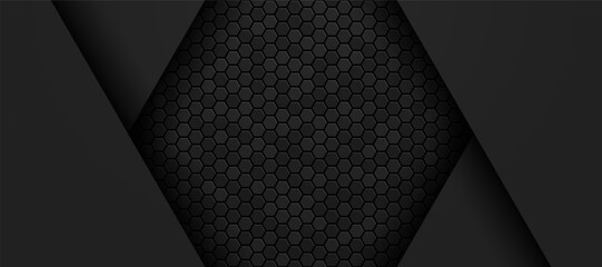black hexagon material modern background - obrazy, fototapety, plakaty