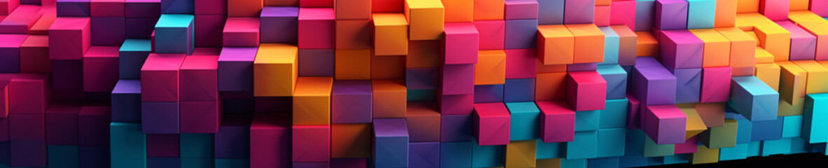 Fototapeta na wymiar Vibrant 3D Cubes in an Abstract Colorful Pattern