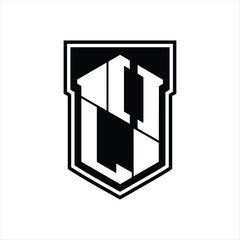 OL Logo monogram hexagon geometric up and down inside shield isolated style design template