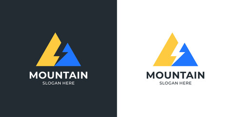 Simple mountain lightning logo design inspiration
