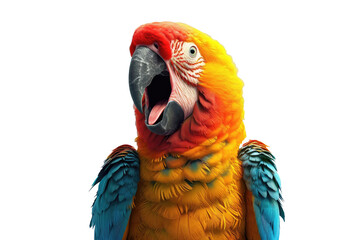 Vibrant macaw parrot with its beak open