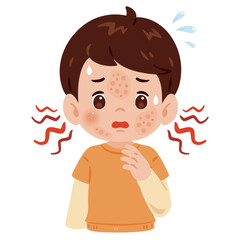 顔に発疹が出た男の子