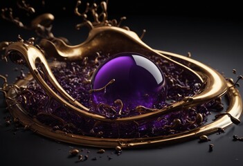 abstract design on black background with purple liquid