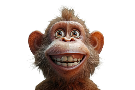 Smiling monkey with a wide grin on a empty background.