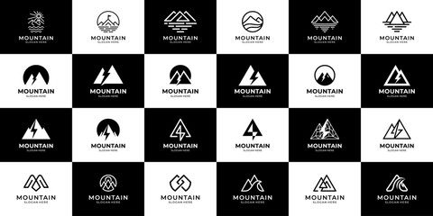 Set of mountain logo design inspiration.