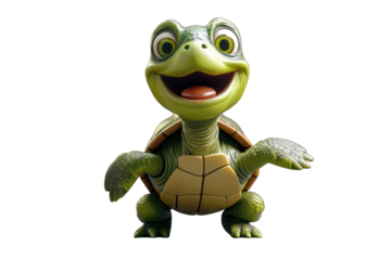 Grinning cartoon turtle with outstretched arms