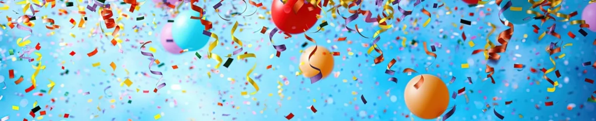 Crédence de cuisine en verre imprimé Ballon Happy birthday concept with balloons and confetti on solid colorful background