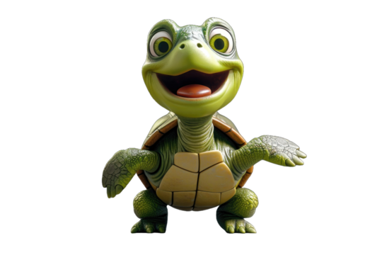 Grinning cartoon turtle with outstretched arms