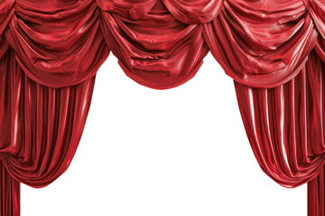 Red stage curtains for the theater, cut out - stock png.