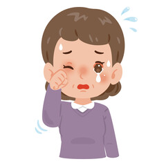 目が充血して痒みのある中年女性