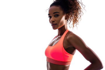 Fitness woman, cut out - stock png.