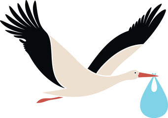 Stork logo. Isolated stork on white background