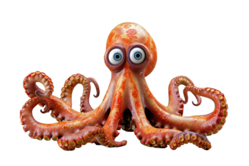 Playful orange octopus with large eyes