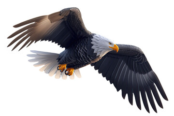 Eagle in flight with wings extended and talons ready