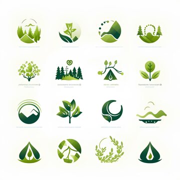 eco logo bundle set illustration for eco green