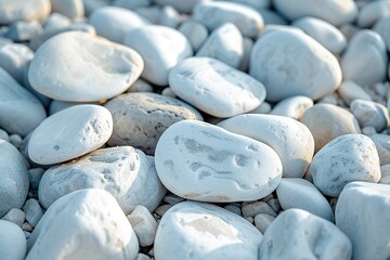 White Smooth River Pebbles Texture Background