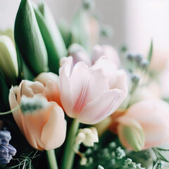 Delicate spring bouquet of tulips