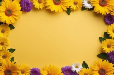 Fototapeta na wymiar yellow flowers border