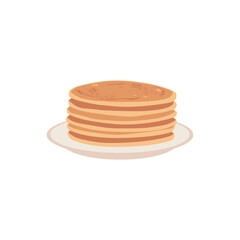 Stack of pancakes on plate flat style, vector illustration