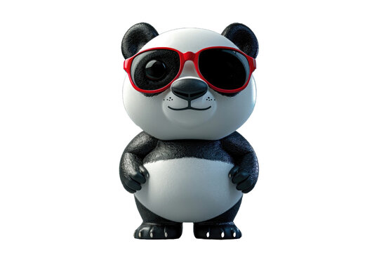 Panda character with red sunglasses and a smile.
