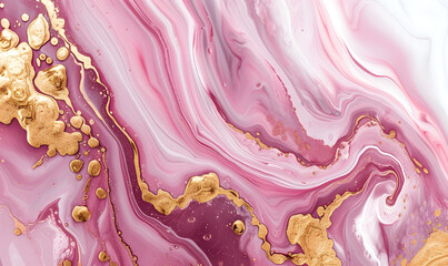 Abstract Pink and Gold Marble Texture, Generative AI