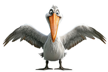 Obraz premium Pelican with wide wings and a funny expression.