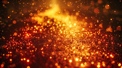 Obraz na płótnie Canvas Glowing golden lights in an abstract bokeh background, creating a sparkling and festive atmosphere for celebrations and special occasions