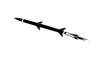 Fototapeta na wymiar missile flight, black isolated silhouette