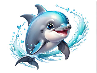 illustration of a dolphin jumping