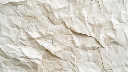 Fototapeta premium Crumpled white paper texture, indicating a concept of disorganization, recycling, or creative background design