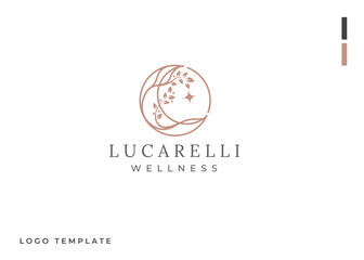 Crescent moon leaf logo design template flat vector © Artcilpa99d