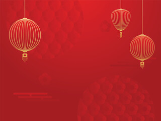 Chinese new year background, Red wallpaper. Oriental pattern, Square banner design vector illustration. 