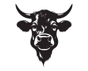 Black and white cow shilhoutte vector design element.