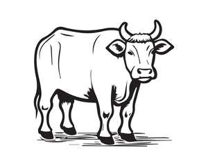Cow Animal line art vector design illustration