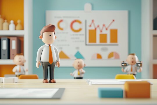 A 3d business man meeting with other in the room