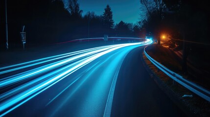 Obraz premium blue car lights at night. long exposure