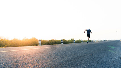 The man with runner on the street be running for exercise. Sport Backgrounds, Male runner ready for...