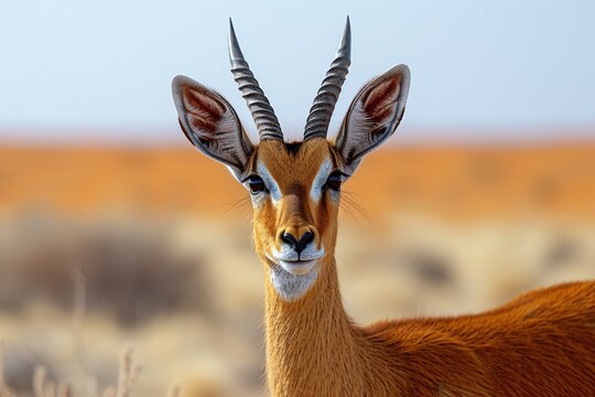 Giraffe with Horns and Ears, Staring at the Camera Generative AI