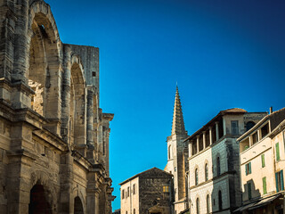 Fototapeta na wymiar Street view of old village Arles in France