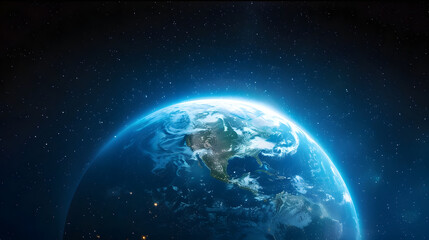 Naklejka na ściany i meble blue sunrise, view of earth from space