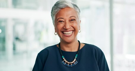 Face, business woman and smile of manager in office, company and startup workplace for career. Portrait, boss and happy professional creative designer, executive and senior ceo laughing in Brazil - Powered by Adobe