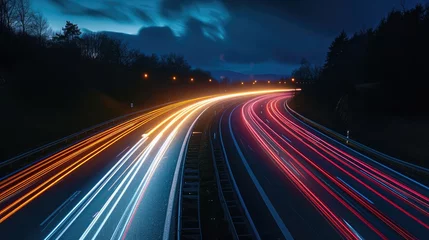 Papier Peint photo autocollant Autoroute dans la nuit lights of cars driving at night. long exposure