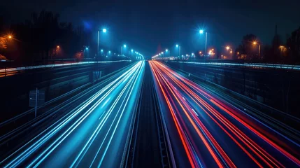 Papier Peint photo Autocollant Autoroute dans la nuit lights of cars driving at night. long exposure