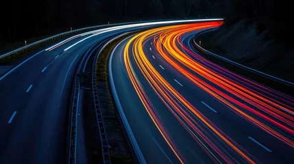 Fototapete Autobahn in der Nacht lights of cars driving at night. long exposure