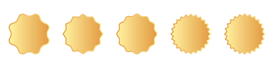 golden badge, starburst, quality badge, sticker set. sunburst retro sale badge, price icons. vector on transparent background.