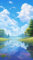 Beautiful landscape background on mobile resolution