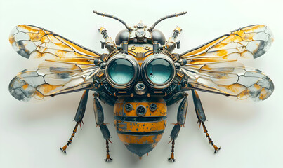 A bee robot. Unusual insect. Top view.