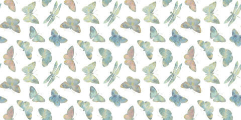  watercolor background of butterflies isolate on white background, seamless pattern for design, print, wallpapers, invitations and wrapping paper