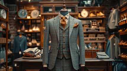 Luxury suit on atelier mannequin shop display