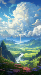 Beautiful landscape background on mobile resolution